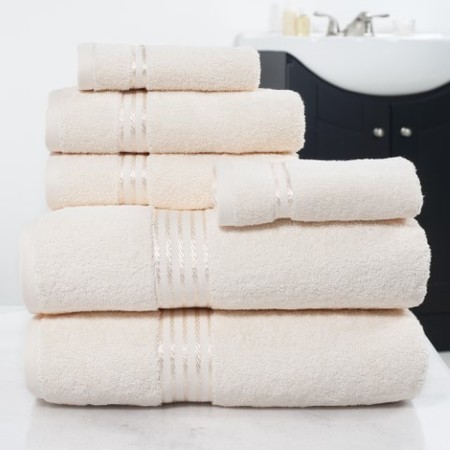 HASTINGS HOME Hastings Home 100 percent Cotton Hotel 6 Piece Towel Set - Ivory 196312YHD